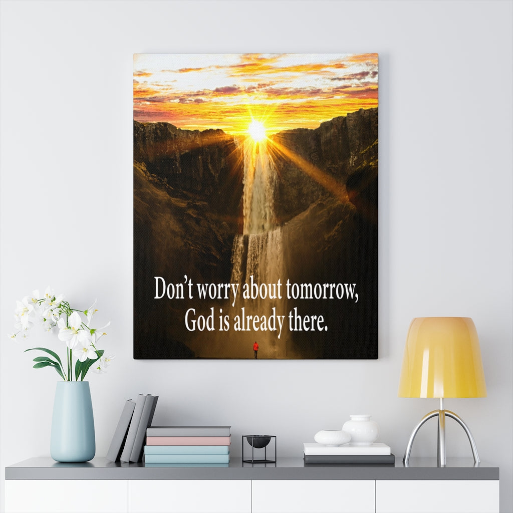 Scripture Walls Don't Worry Matthew 6:34 Bible Verse Canvas Christian Wall Art Ready to Hang Unframed-Express Your Love Gifts