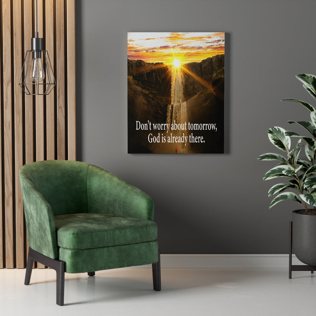 Scripture Walls Don't Worry Matthew 6:34 Bible Verse Canvas Christian Wall Art Ready to Hang Unframed-Express Your Love Gifts