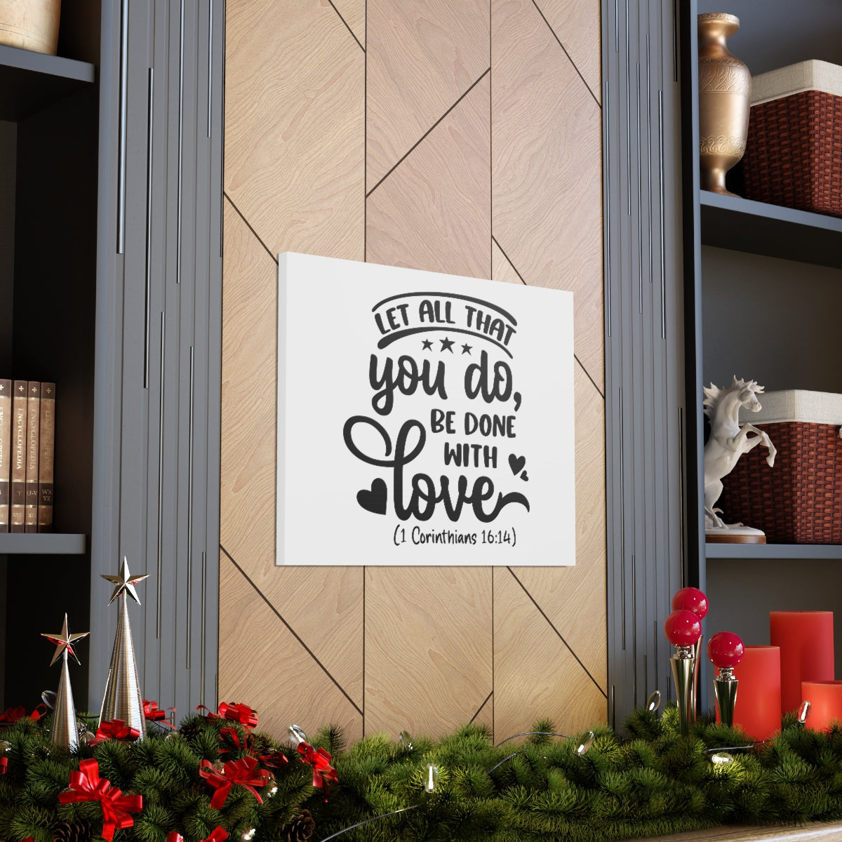 Scripture Walls Done With Love 1 Corinthians 16:14 Heart Bible Verse Canvas Christian Wall Art Ready to Hang Unframed-Express Your Love Gifts