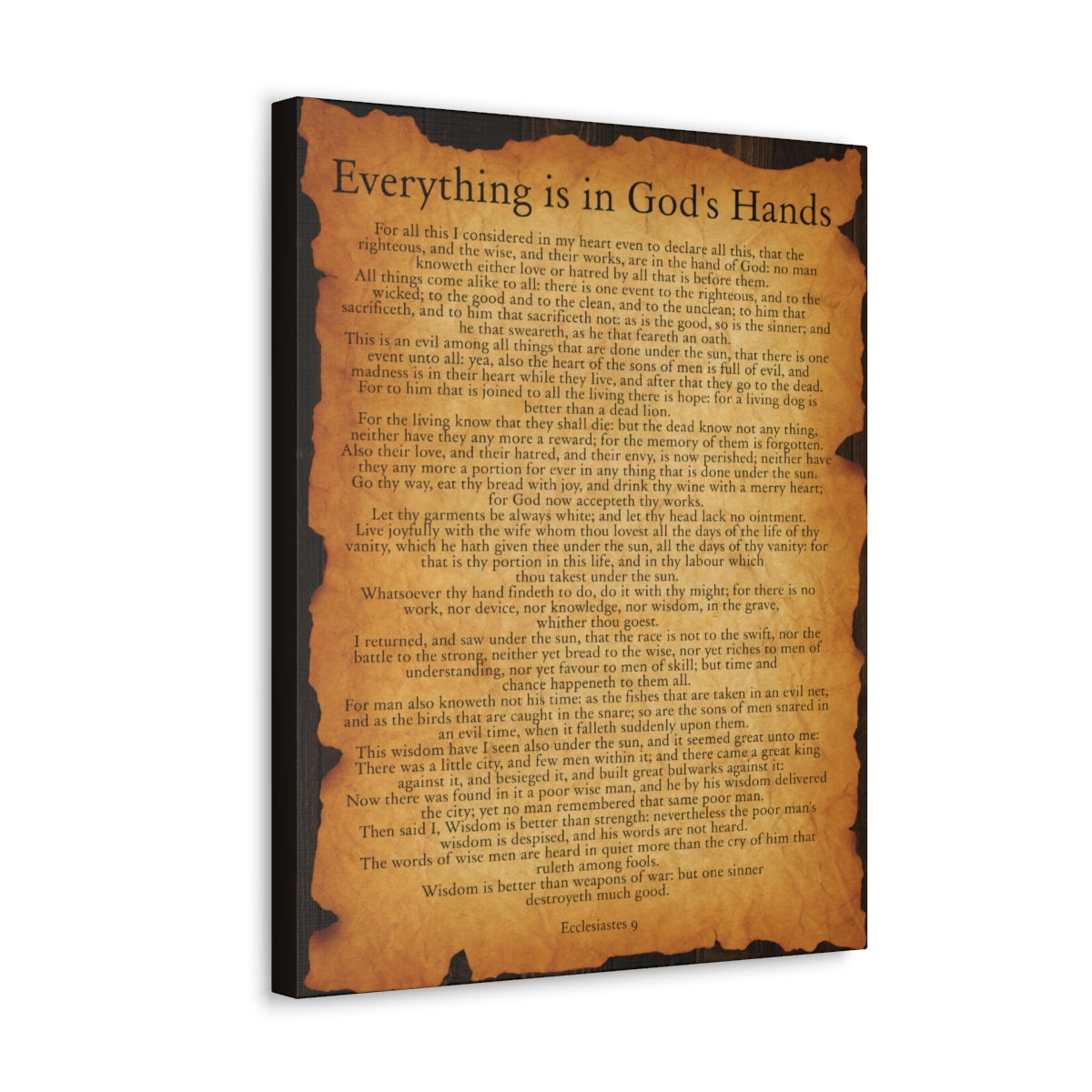 Scripture Walls Ecclesiastes 9 Chapter Gold Brown Bible Verse Canvas C -  Express Your Love Gifts