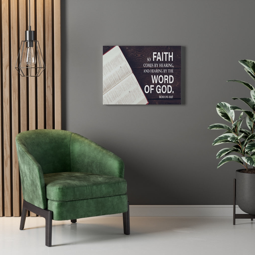 Scripture Walls Faith Comes From Romans 10:17 Hearing Wall Art Christian Home Decor Unframed-Express Your Love Gifts