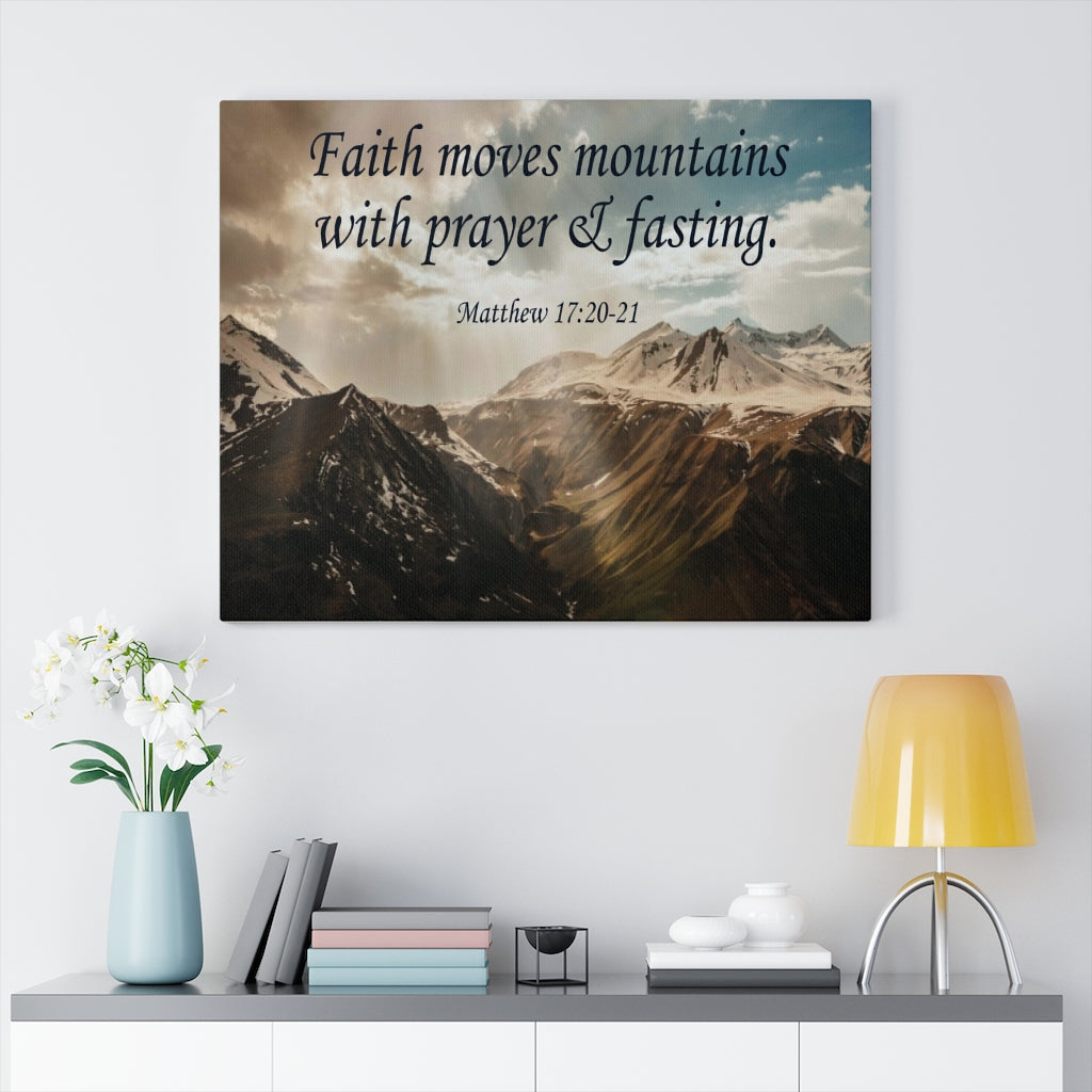 Scripture Walls Faith Moves Mountains Matthew 17:20-21 Bible Verse Canvas Christian Wall Art Ready to Hang Unframed-Express Your Love Gifts