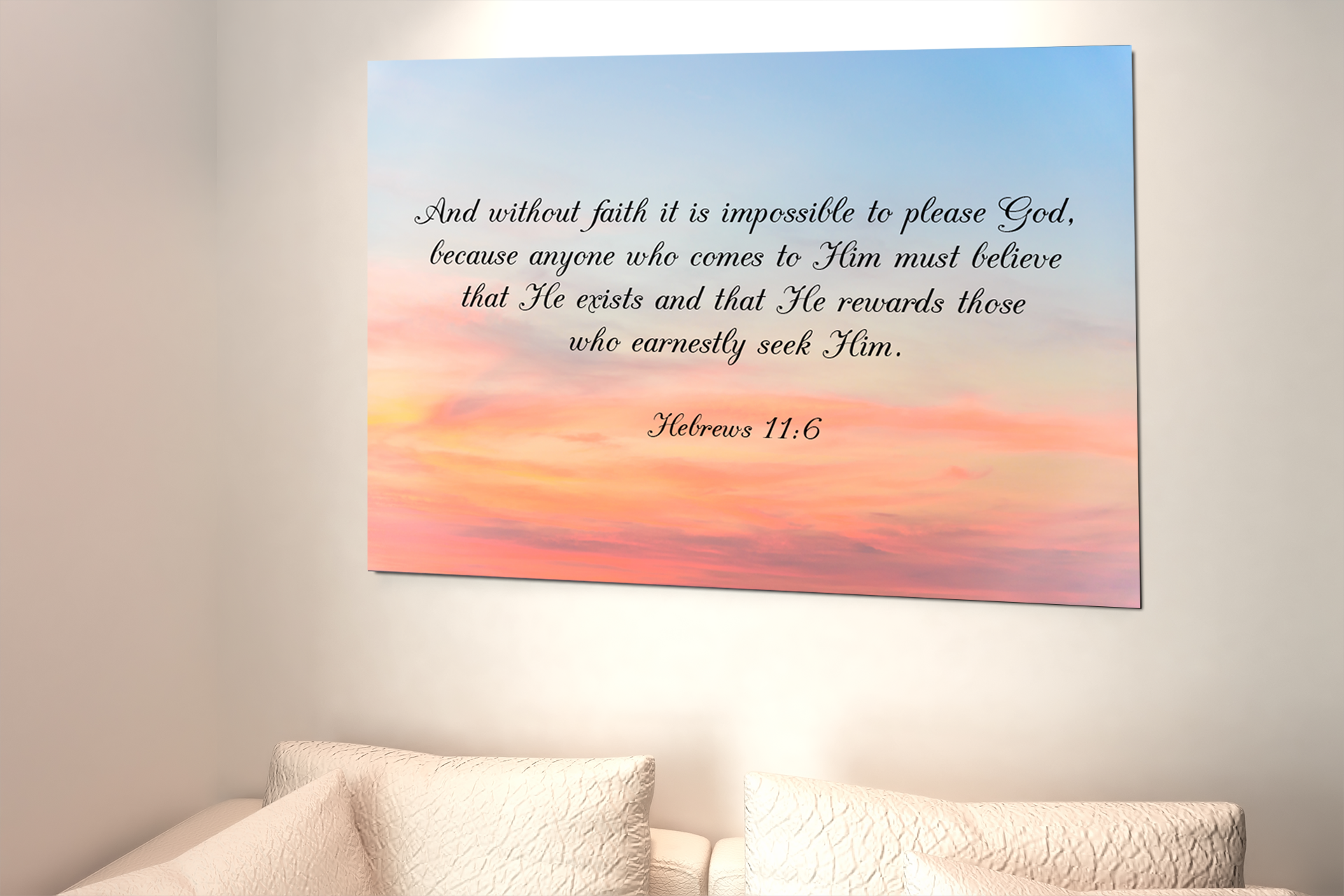 Scripture Walls Faith Pleases God Hebrews 11:6 Bible Verse Canvas Christian Wall Art Ready to Hang Unframed-Express Your Love Gifts