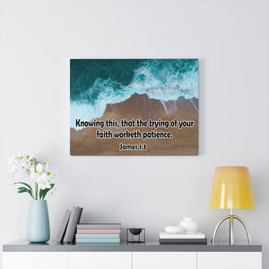 Scripture Walls Faith Worketh Patience James 1:3 Bible Verse Canvas Christian Wall Art Ready to Hang Unframed-Express Your Love Gifts