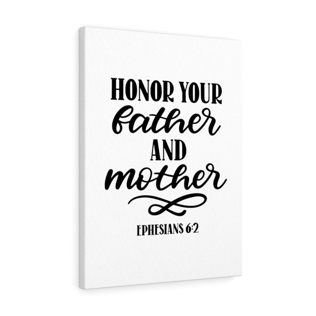 Scripture Walls Father and Mother Ephesians 6:2 Bible Verse Canvas Christian Wall Art Ready to Hang Unframed-Express Your Love Gifts