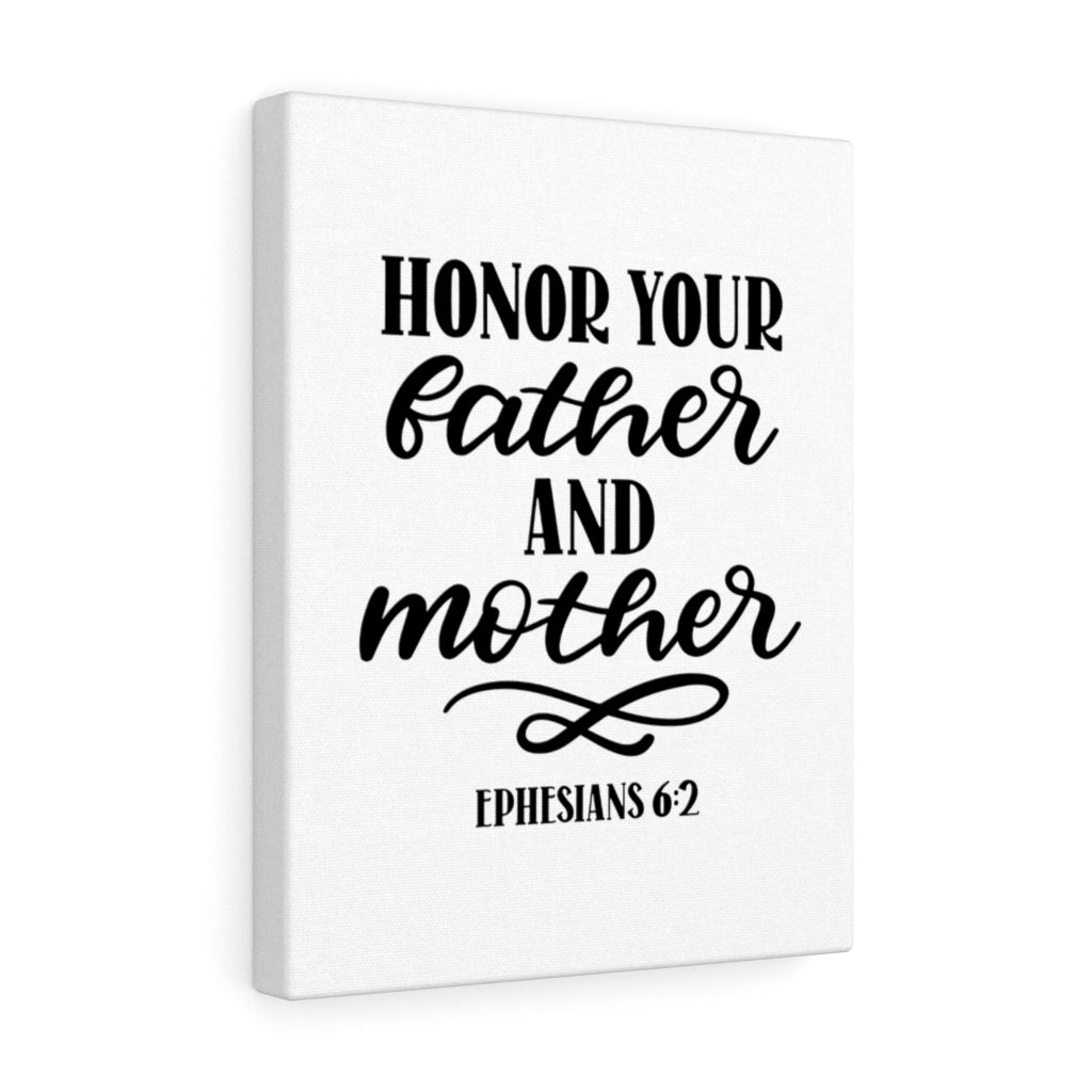 Scripture Walls Father and Mother Ephesians 6:2 Bible Verse Canvas Christian Wall Art Ready to Hang Unframed-Express Your Love Gifts