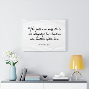 Scripture Walls Father Proverbs 20:7 Bible Verse Canvas Christian Wall Art Ready to Hang Unframed-Express Your Love Gifts
