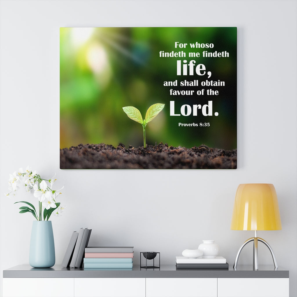 Scripture Walls Favour of The Lord Proverbs 8:35 Bible Verse Canvas Christian Wall Art Ready to Hang Unframed-Express Your Love Gifts