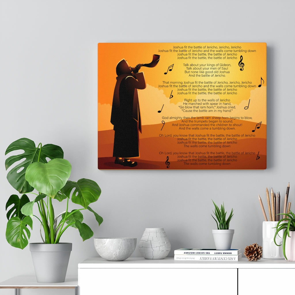 Scripture Walls Fit the Battle of Jericho Joshua 6:15-21 Bible Verse Canvas Christian Wall Art Ready to Hang Unframed-Express Your Love Gifts