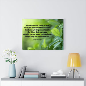 Scripture Walls For The Invisible Things Romans 1:20 Green Bible Verse Canvas Christian Wall Art Ready to Hang Unframed-Express Your Love Gifts