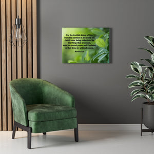 Scripture Walls For The Invisible Things Romans 1:20 Green Bible Verse Canvas Christian Wall Art Ready to Hang Unframed-Express Your Love Gifts
