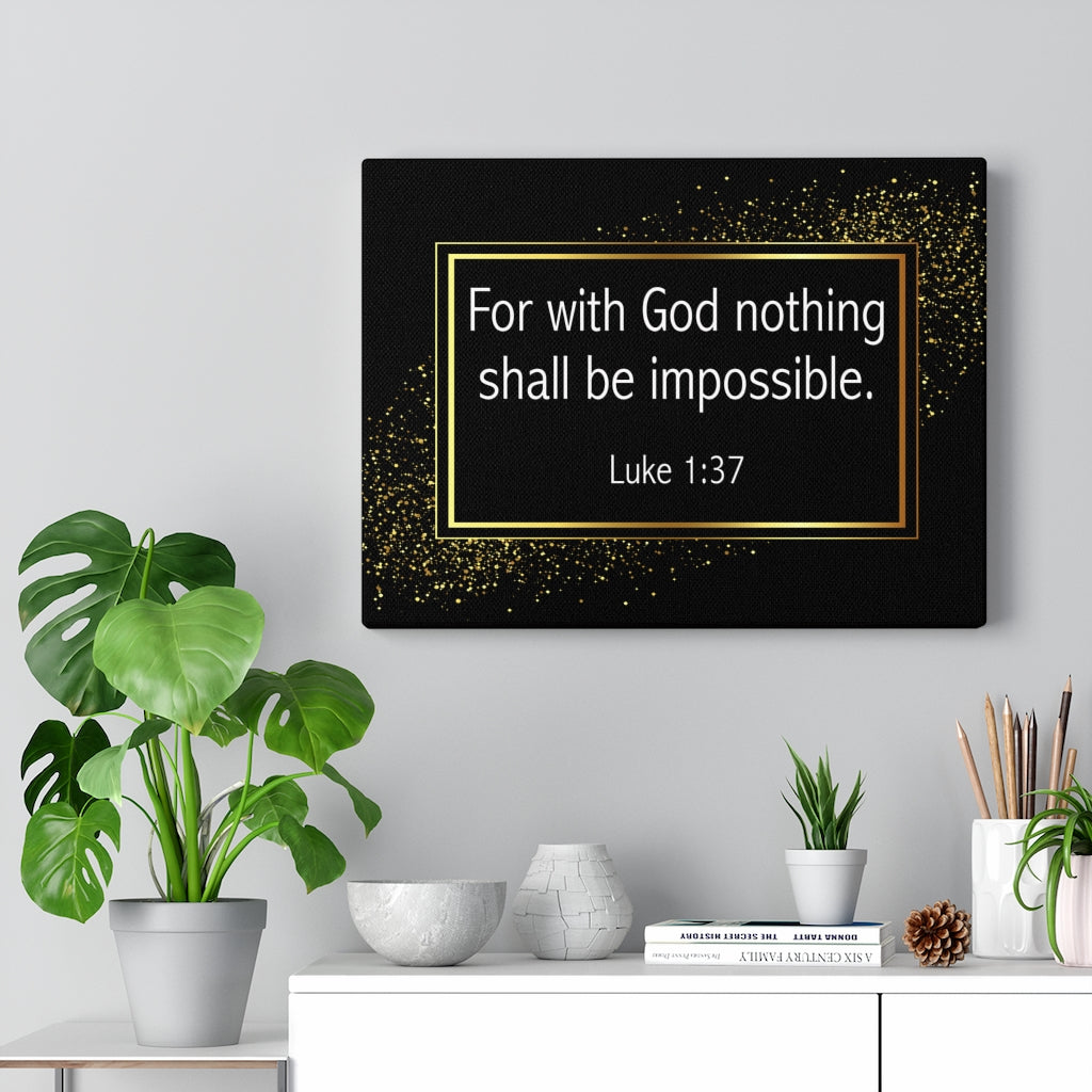 Scripture Walls For With God Nothing is Impossible Luke 1:37 Bible Verse Canvas Christian Wall Art Ready to Hang Unframed-Express Your Love Gifts