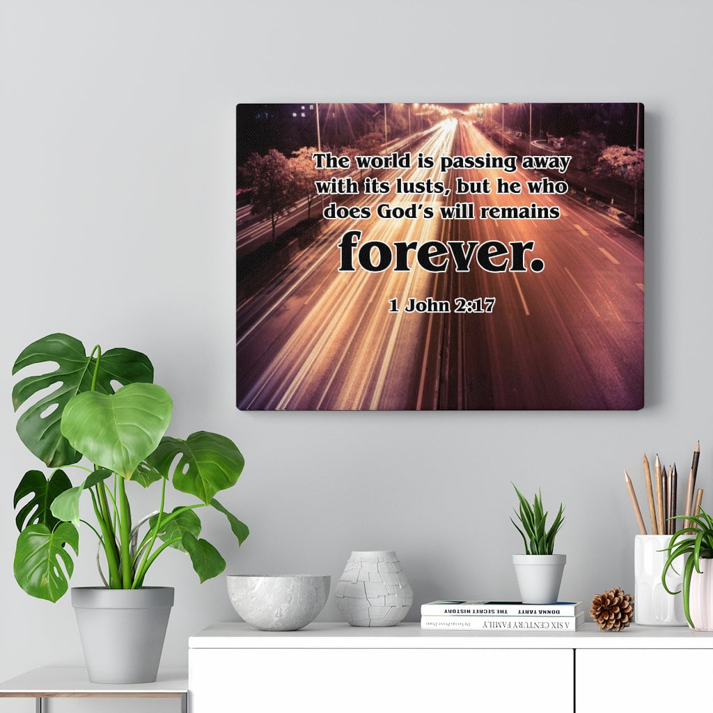 Scripture Walls Forever 1 John 2:17 Bible Verse Canvas Christian Wall Art Ready to Hang Unframed-Express Your Love Gifts