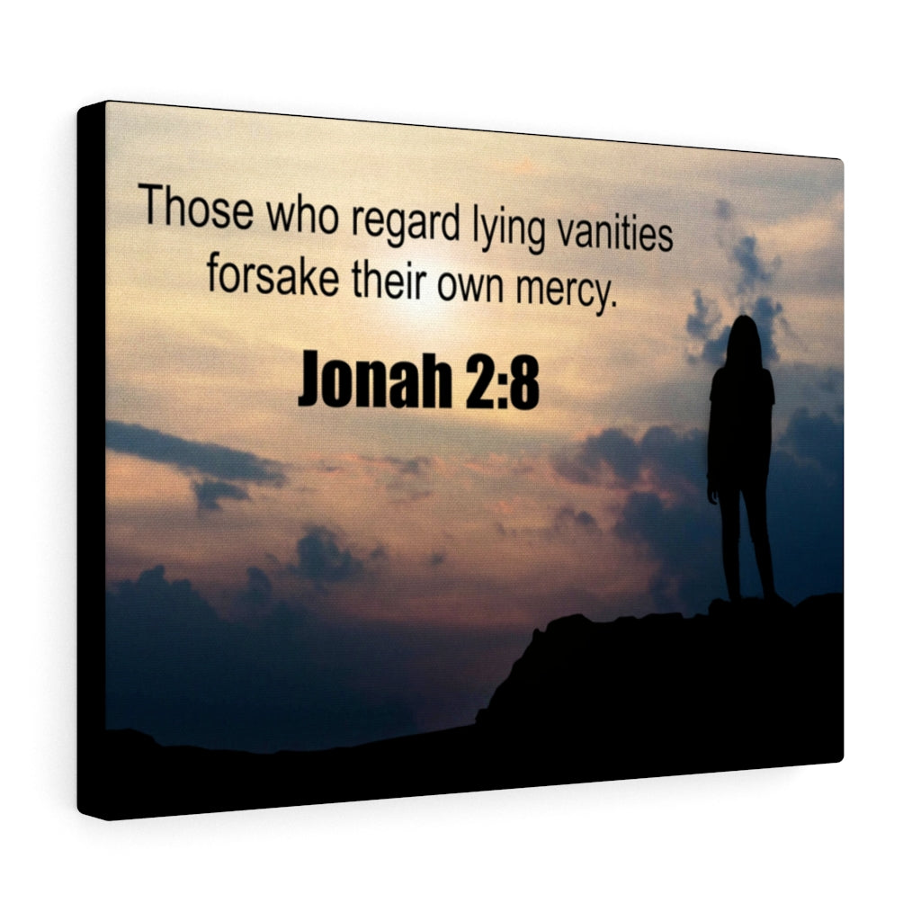 Scripture Walls Forsake Their Own Mercy Jonah 2:8 Bible Verse Canvas Christian Wall Art Ready to Hang Unframed-Express Your Love Gifts