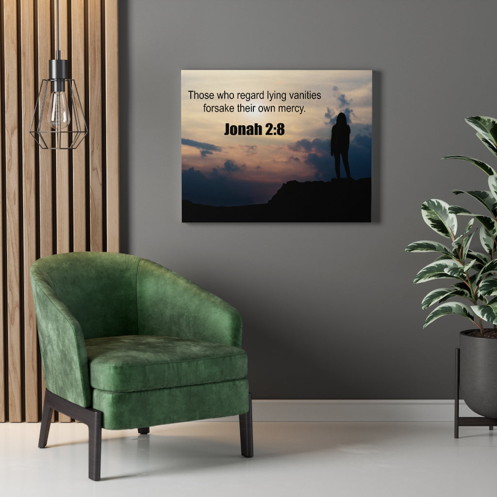 Scripture Walls Forsake Their Own Mercy Jonah 2:8 Bible Verse Canvas Christian Wall Art Ready to Hang Unframed-Express Your Love Gifts