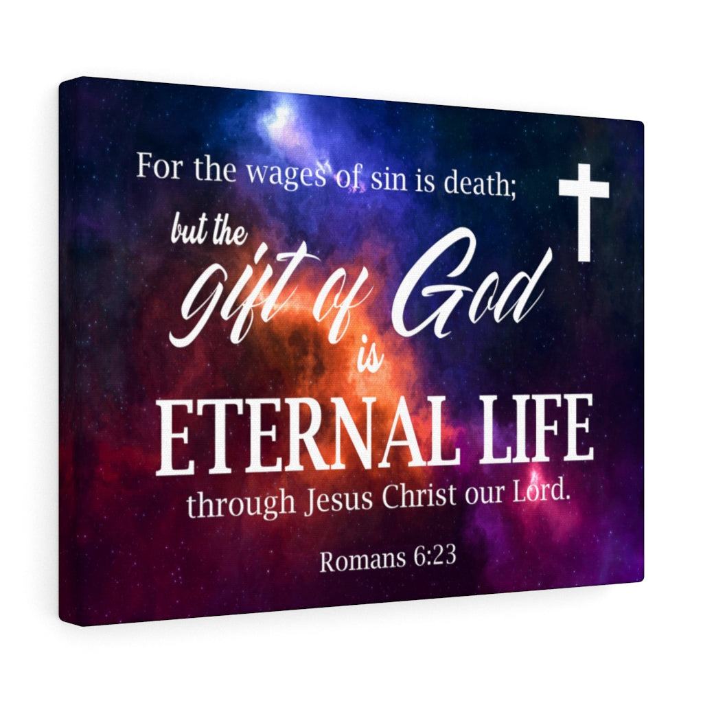 Scripture Walls Gift of God is Eternal Life Romans 6:23 Bible Verse Canvas Christian Wall Art Ready to Hang Unframed-Express Your Love Gifts