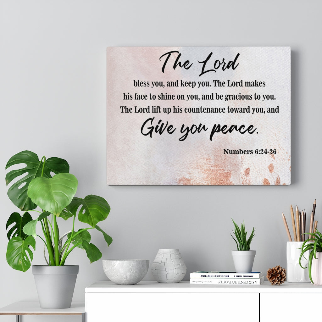 Scripture Walls Give Your Peace Numbers 6:24-26 Scripture Bible Verse Canvas Christian Wall Art Ready to Hang Unframed-Express Your Love Gifts