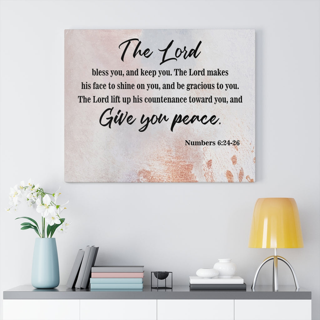 Scripture Walls Give Your Peace Numbers 6:24-26 Scripture Bible Verse Canvas Christian Wall Art Ready to Hang Unframed-Express Your Love Gifts