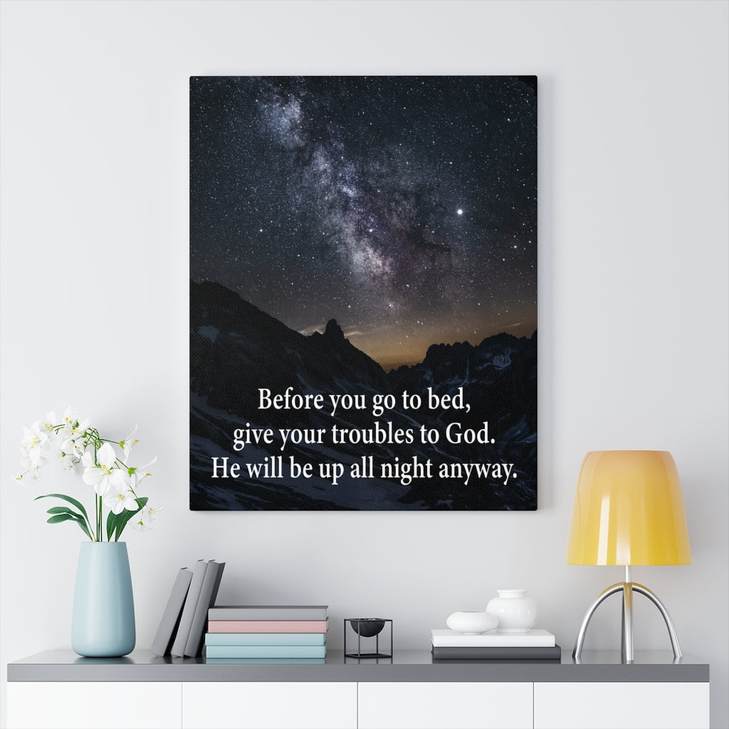 Scripture Walls Give Your Trouble to God 1 Peter 5:7 Bible Verse Canvas Christian Wall Art Ready to Hang Unframed-Express Your Love Gifts