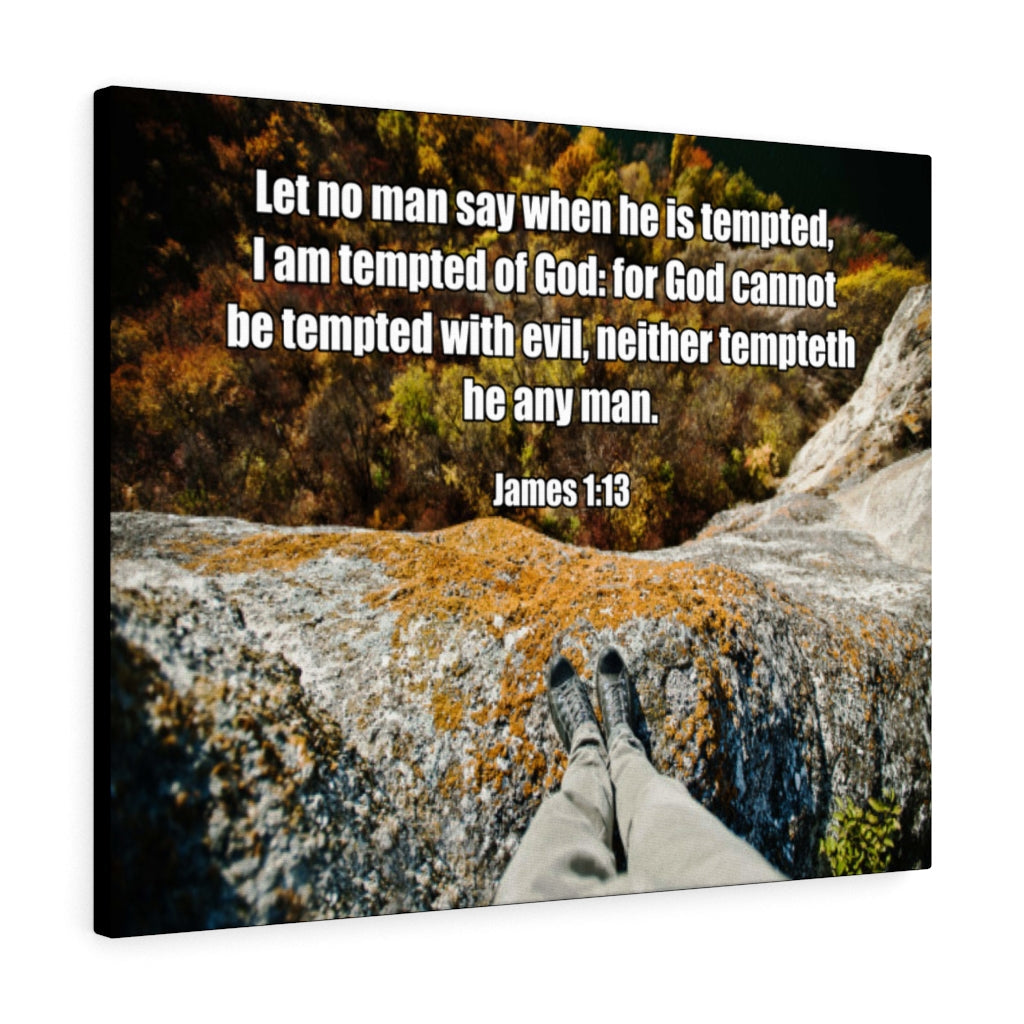 Scripture Walls God Cannot Be Tempted James 1:13 Bible Verse Canvas Christian Wall Art Ready to Hang Unframed-Express Your Love Gifts