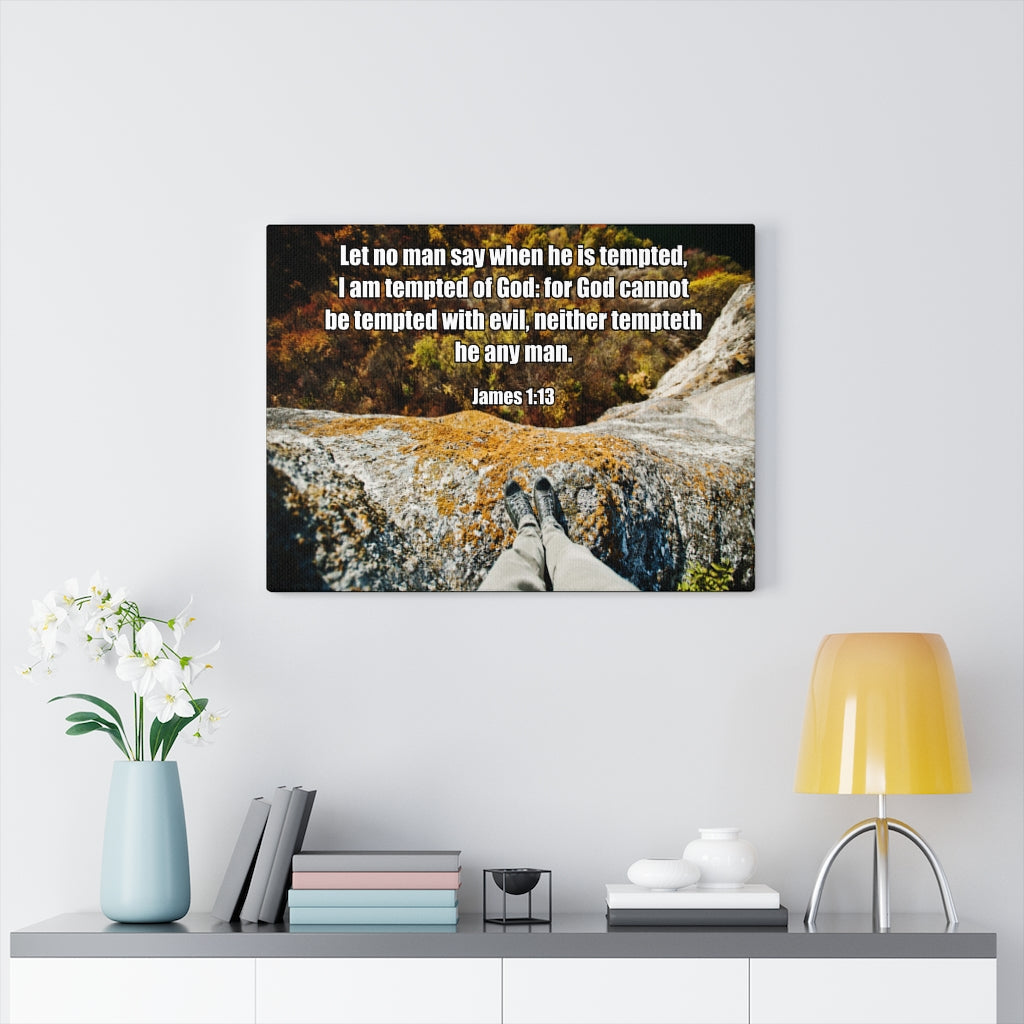 Scripture Walls God Cannot Be Tempted James 1:13 Bible Verse Canvas Christian Wall Art Ready to Hang Unframed-Express Your Love Gifts