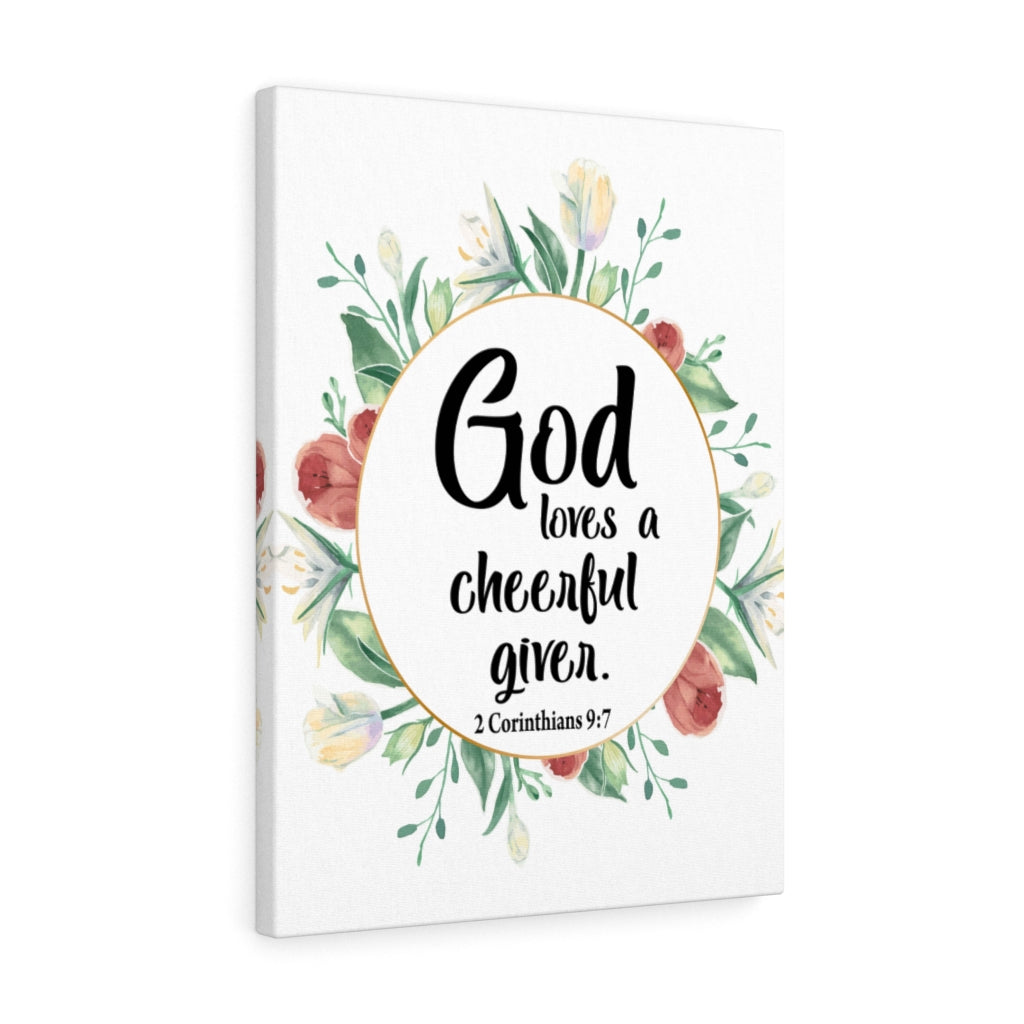 Scripture Walls God Loves a Cheerful Giver 2 Corinthians 9:7 Bible Verse Canvas Christian Wall Art Ready to Hang Unframed-Express Your Love Gifts