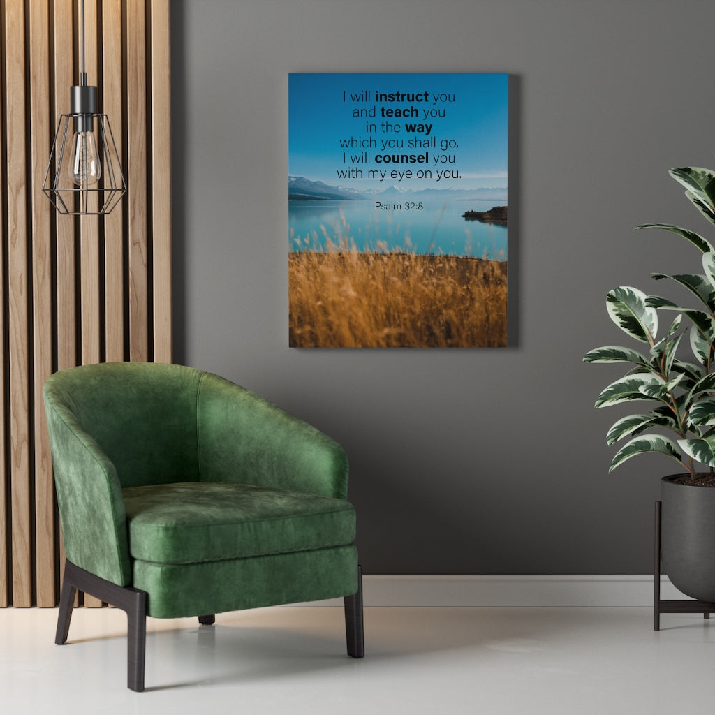 Scripture Walls God's Instruction Psalm 32:8 Bible Verse Canvas Christian Wall Art Ready to Hang Unframed-Express Your Love Gifts