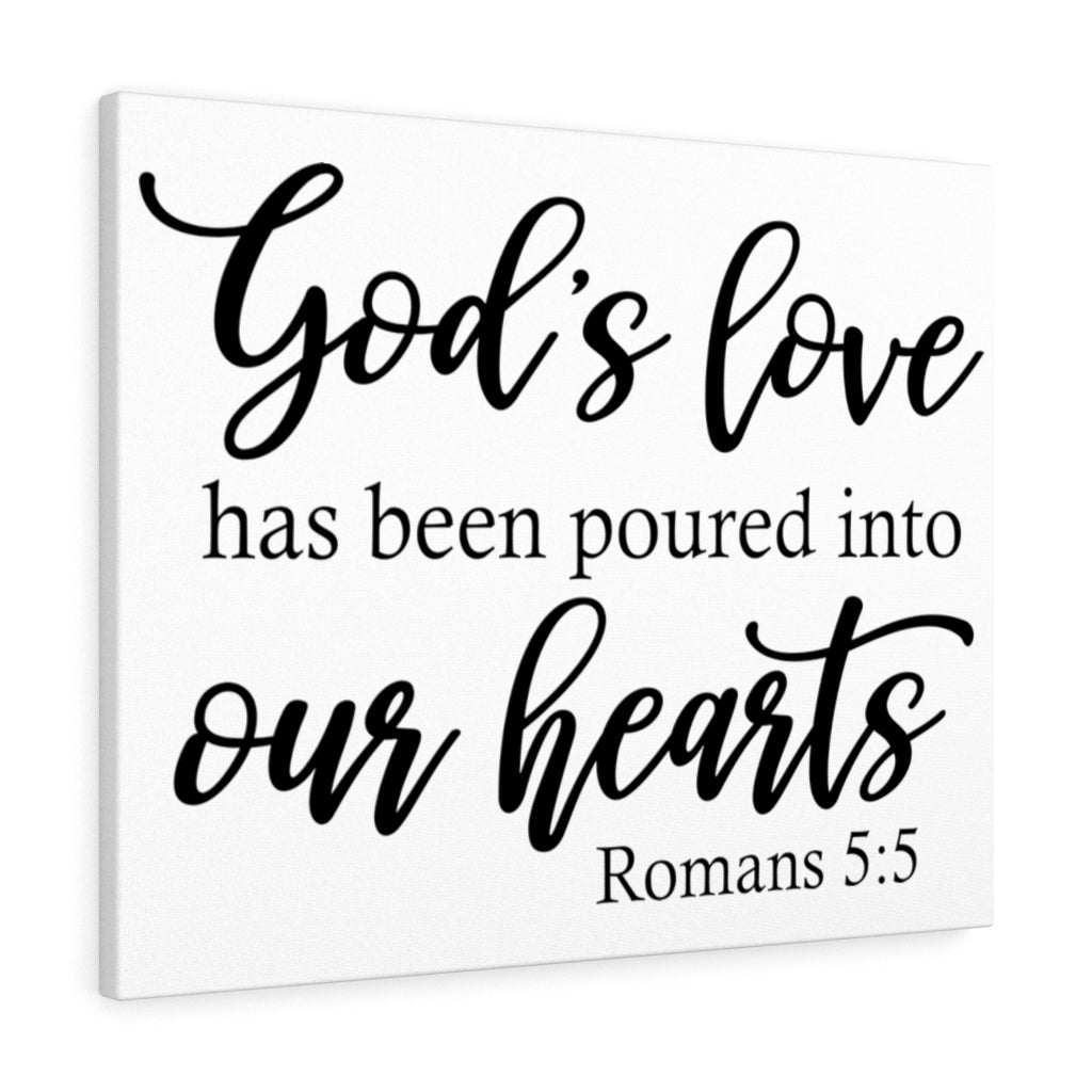 Scripture Walls God&#39;s Love Romans 5:5 Bible Verse Canvas Christian Wall Art Ready to Hang Unframed-Express Your Love Gifts