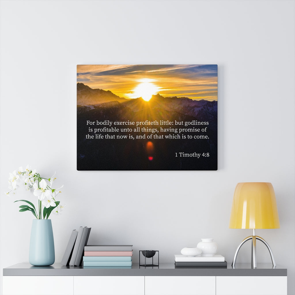 Scripture Walls Godliness 1 Timothy 4:8 Bible Verse Canvas Christian Wall Art Ready to Hang Unframed-Express Your Love Gifts