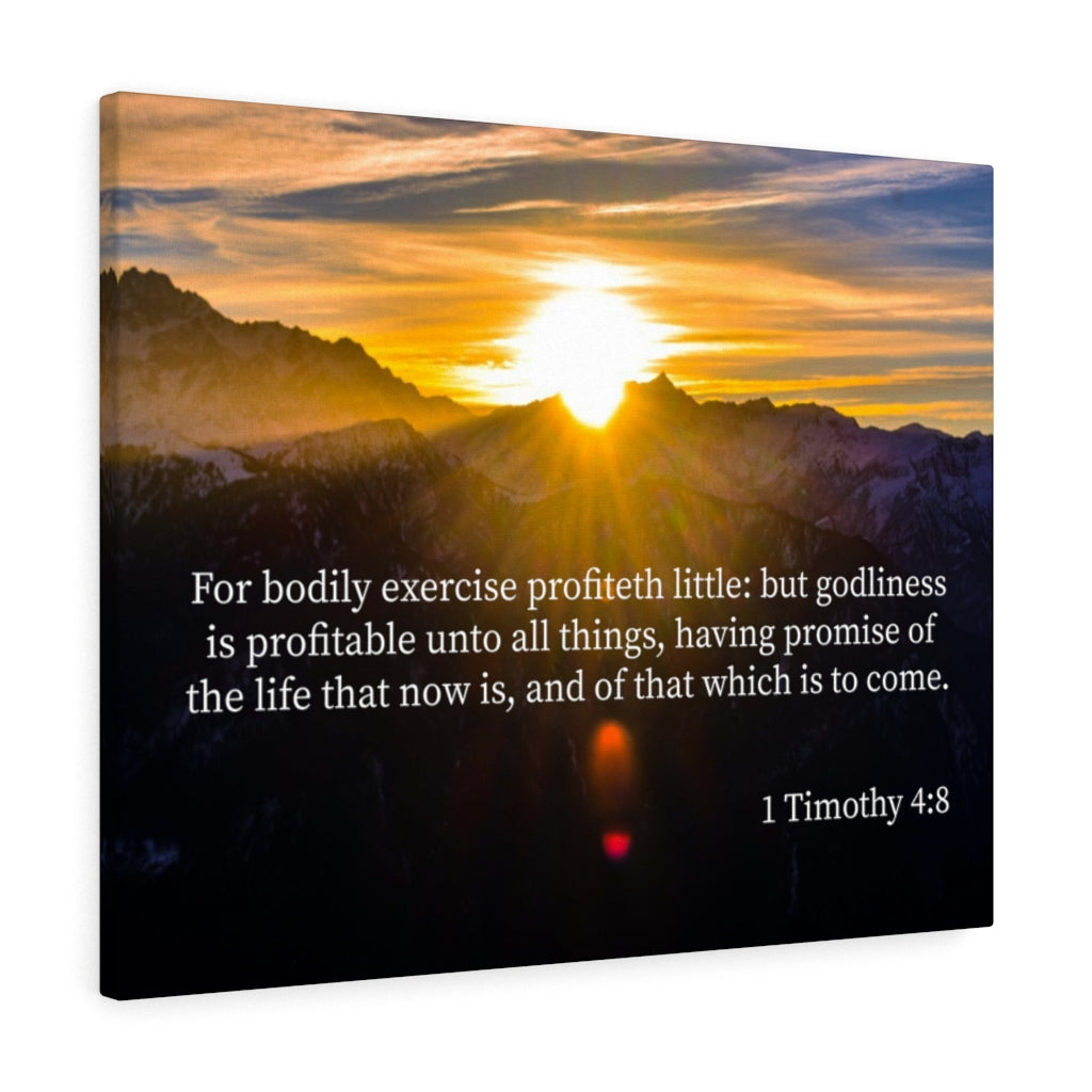 Scripture Walls Godliness 1 Timothy 4:8 Bible Verse Canvas Christian Wall Art Ready to Hang Unframed-Express Your Love Gifts