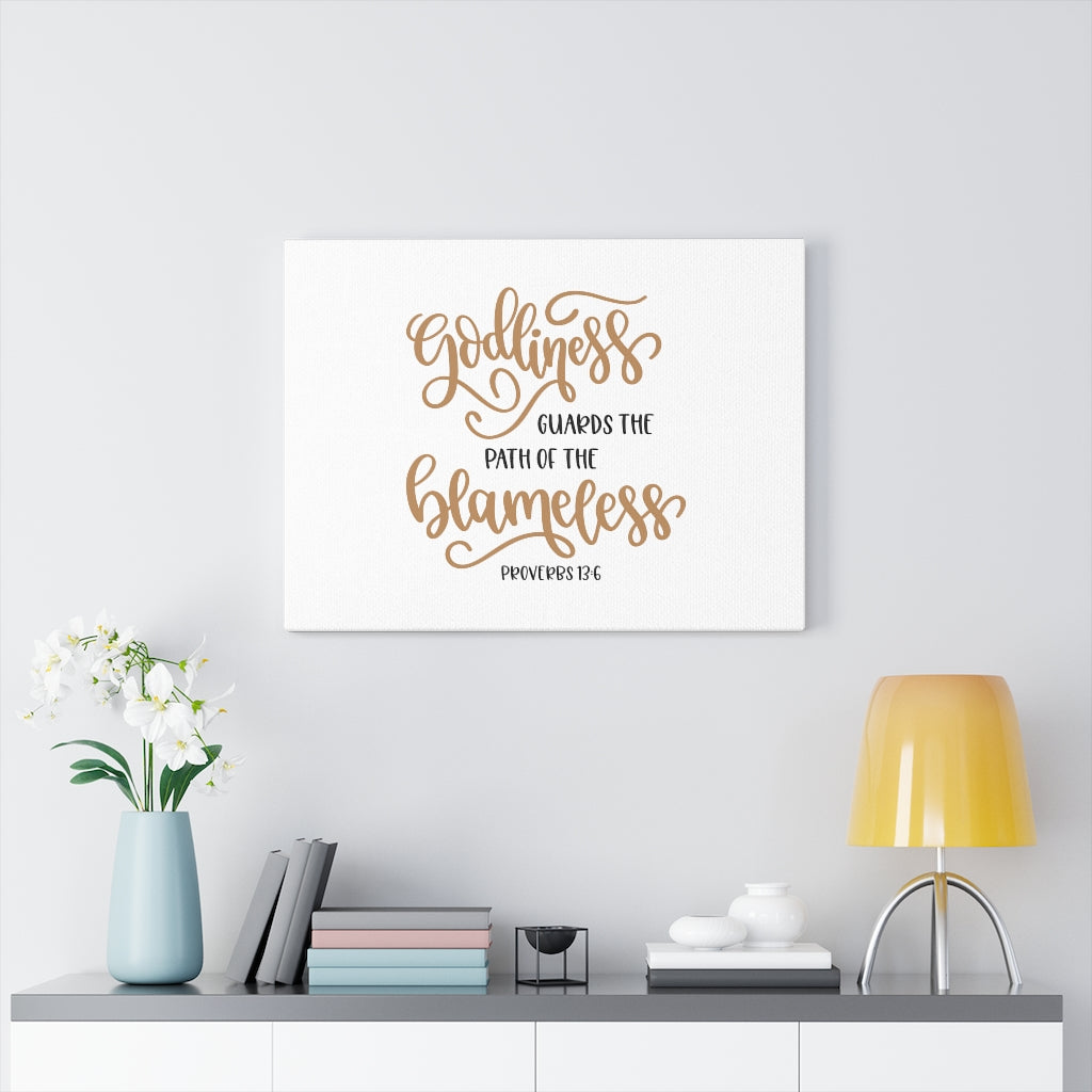 Scripture Walls Godliness Guards Proverbs 13:6 Bible Verse Canvas Christian Wall Art Ready to Hang Unframed-Express Your Love Gifts