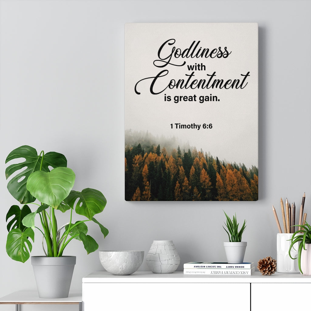Scripture Walls Goldliness With Contentment 1 Timothy 6:6 Wall Art Christian Home Decor Unframed-Express Your Love Gifts
