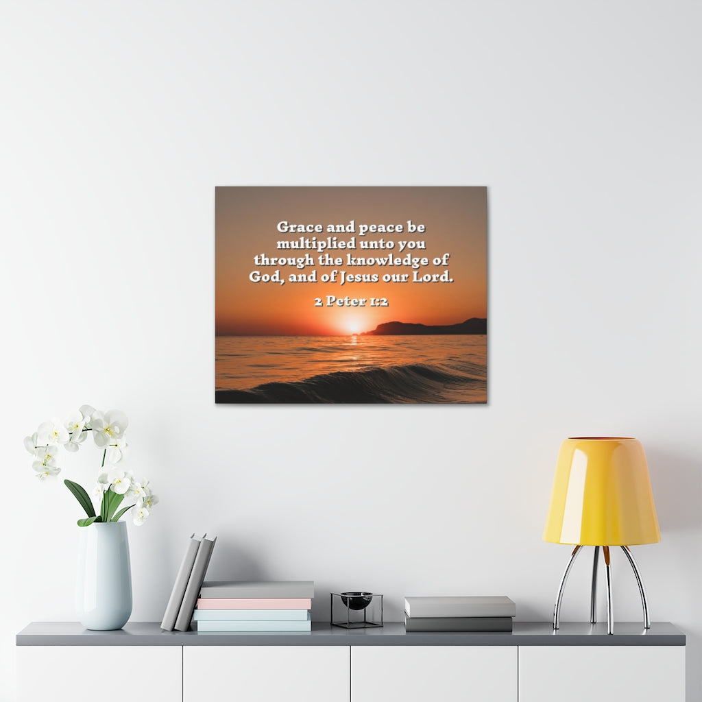 Scripture Walls Grace And Peace 2 Peter 1:2 Bible Verse Canvas Christian Wall Art Ready to Hang Unframed-Express Your Love Gifts