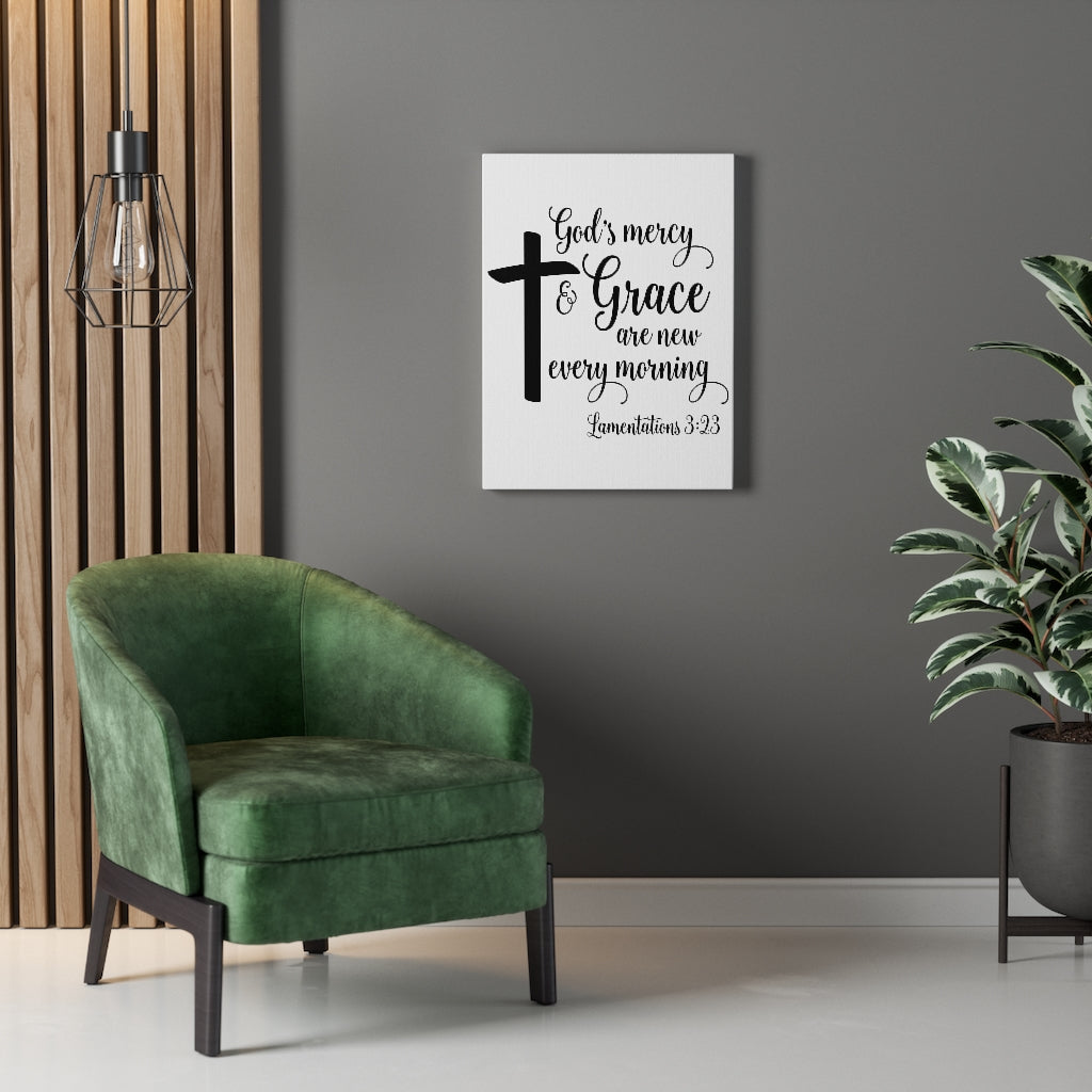 Scripture Walls Grace Are New Lamentations 3:23 Bible Verse Canvas Christian Wall Art Ready to Hang Unframed-Express Your Love Gifts