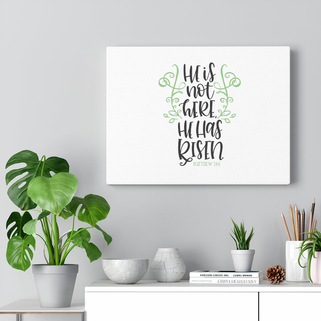 Scripture Walls He Has Risen Leaves Matthew 28:6 Bible Verse Canvas Christian Wall Art Ready to Hang Unframed-Express Your Love Gifts
