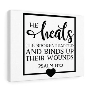 Scripture Walls He Heals The Brokenhearted Psalm 147:3 Bible Verse Canvas Christian Wall Art Ready to Hang Unframed-Express Your Love Gifts