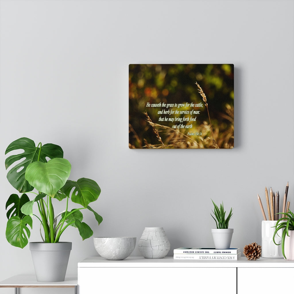 Scripture Walls He May Bring Forth Psalms 104:14 Bible Verse Canvas Christian Wall Art Ready to Hang Unframed-Express Your Love Gifts