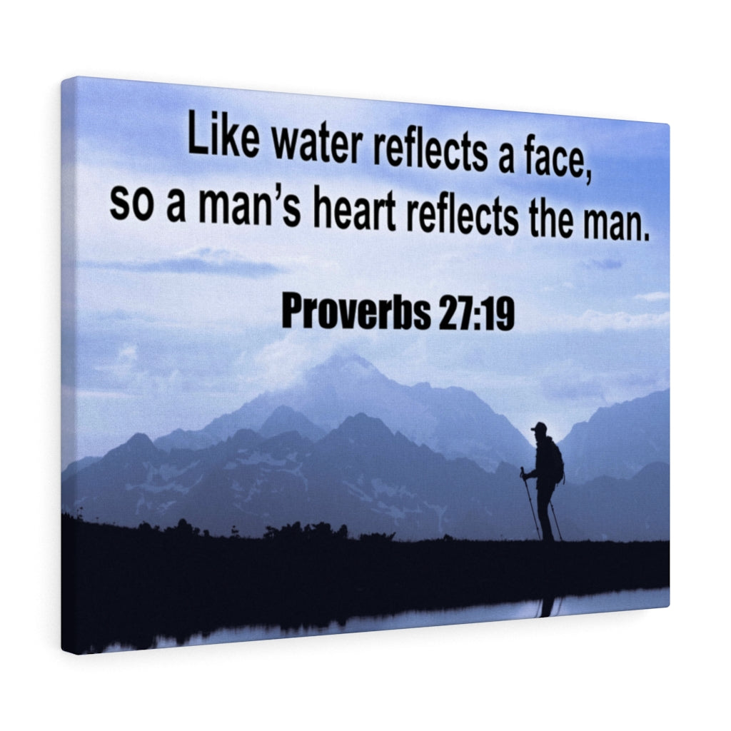 Scripture Walls Heart Reflects The Man Proverbs 27:19 Bible Verse Canvas Christian Wall Art Ready to Hang Unframed-Express Your Love Gifts