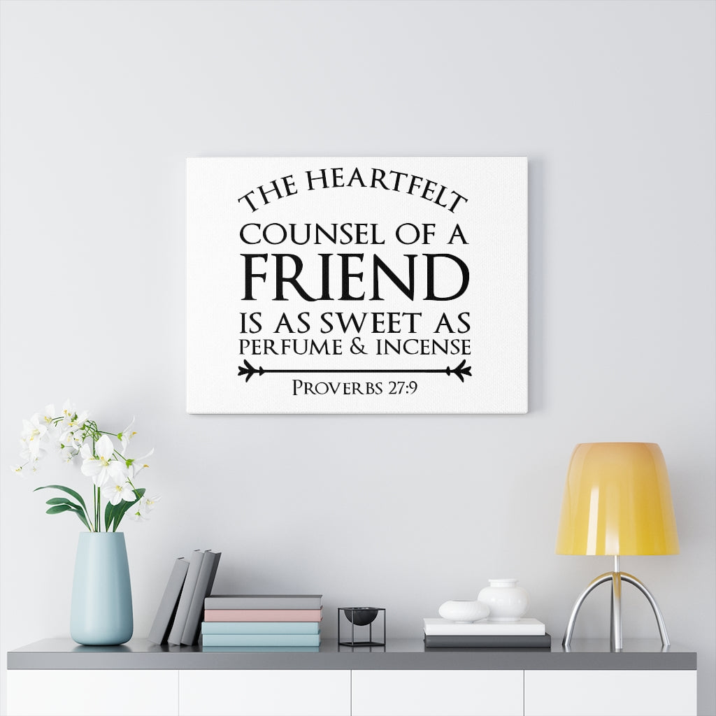 Scripture Walls Heartfelt Counsel Proverbs 27:9 Bible Verse Canvas Christian Wall Art Ready to Hang Unframed-Express Your Love Gifts