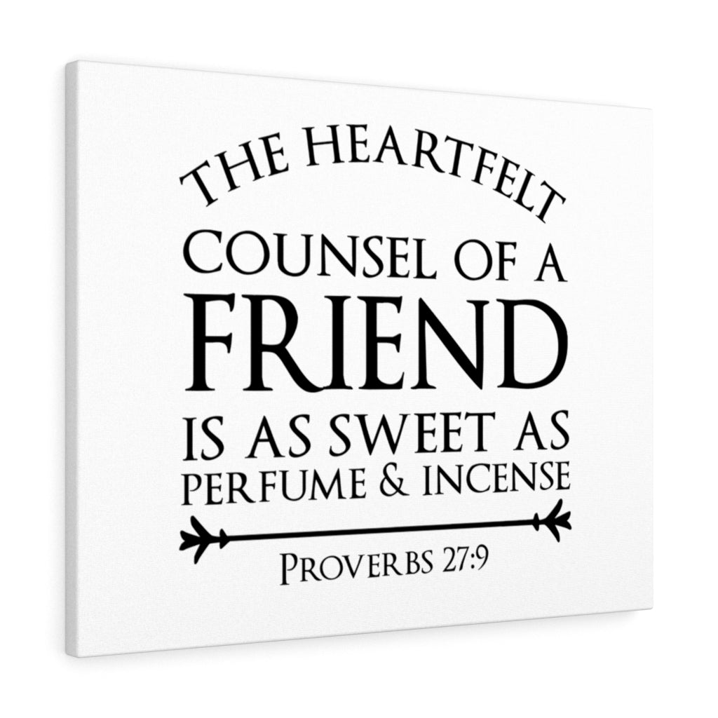 Scripture Walls Heartfelt Counsel Proverbs 27:9 Bible Verse Canvas Christian Wall Art Ready to Hang Unframed-Express Your Love Gifts