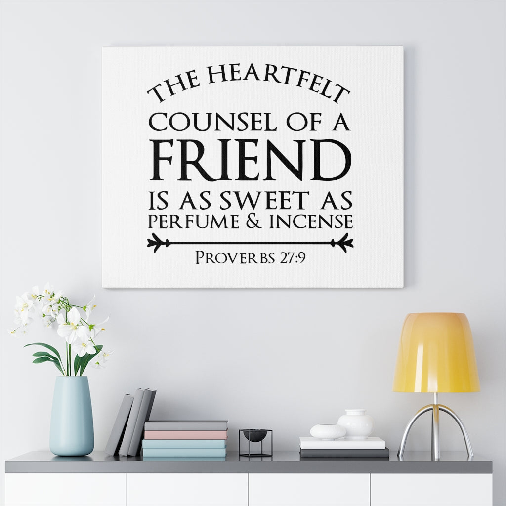 Scripture Walls Heartfelt Counsel Proverbs 27:9 Bible Verse Canvas Christian Wall Art Ready to Hang Unframed-Express Your Love Gifts