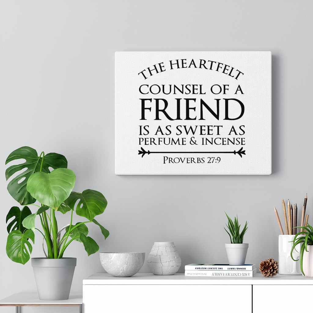 Scripture Walls Heartfelt Counsel Proverbs 27:9 Bible Verse Canvas Christian Wall Art Ready to Hang Unframed-Express Your Love Gifts