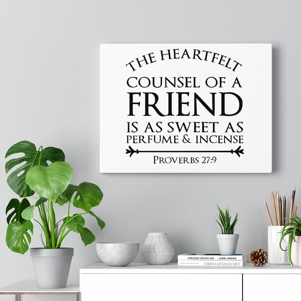 Scripture Walls Heartfelt Counsel Proverbs 27:9 Bible Verse Canvas Christian Wall Art Ready to Hang Unframed-Express Your Love Gifts