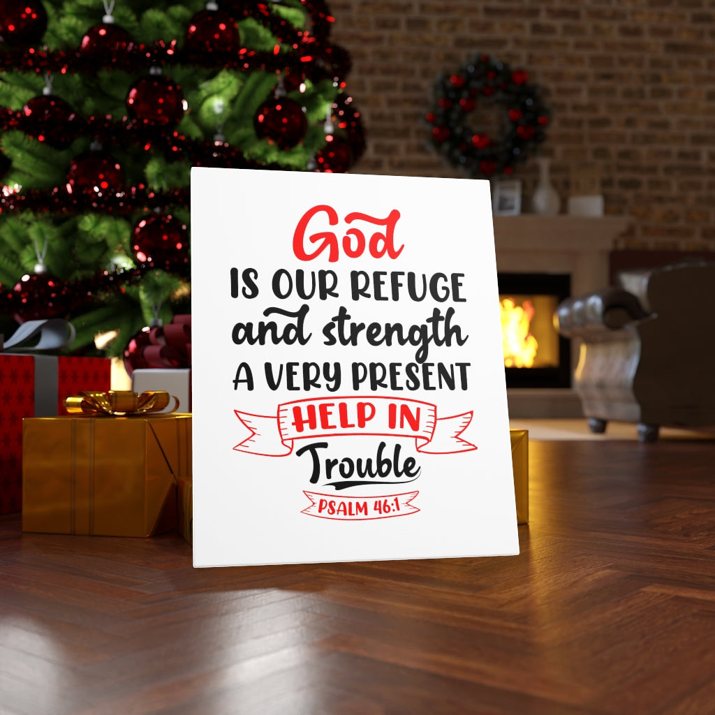 Scripture Walls Help in Trouble Psalm 46:1 Bible Verse Canvas Christian Wall Art Ready to Hang Unframed-Express Your Love Gifts