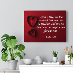 Scripture Walls Herein is Love 1 John 4:10 Bible Verse Canvas Christian Wall Art Ready to Hang Unframed-Express Your Love Gifts