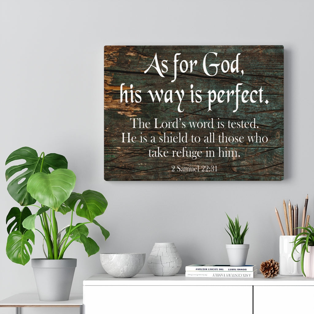 Scripture Walls His Way is Perfect 2 Samuel 22:31 Scripture Bible Verse Canvas Christian Wall Art Ready to Hang Unframed-Express Your Love Gifts
