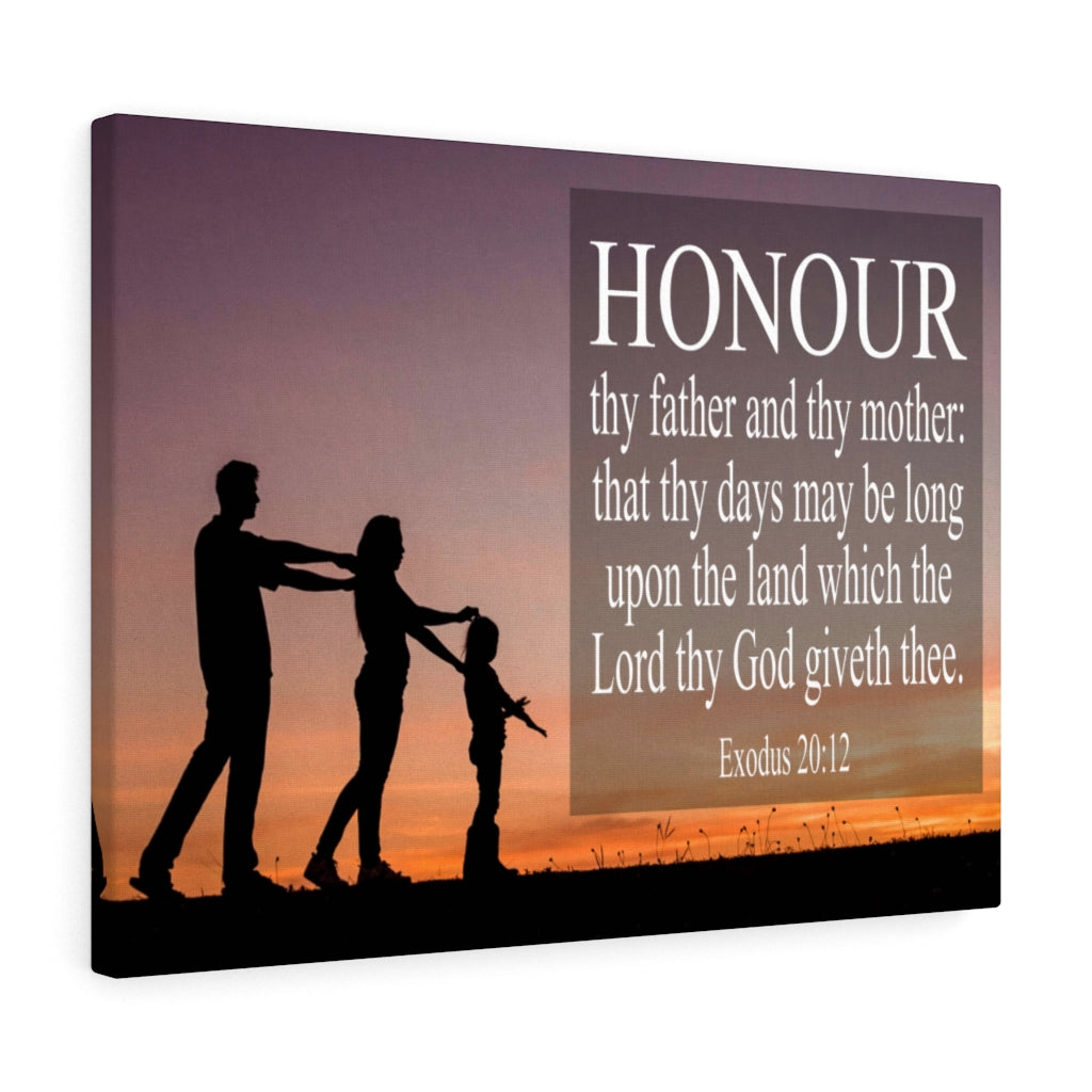 Scripture Walls Honour Thy Father and Thy Mother Exodus 20:12 Bible Verse Canvas Christian Wall Art Ready to Hang Unframed-Express Your Love Gifts