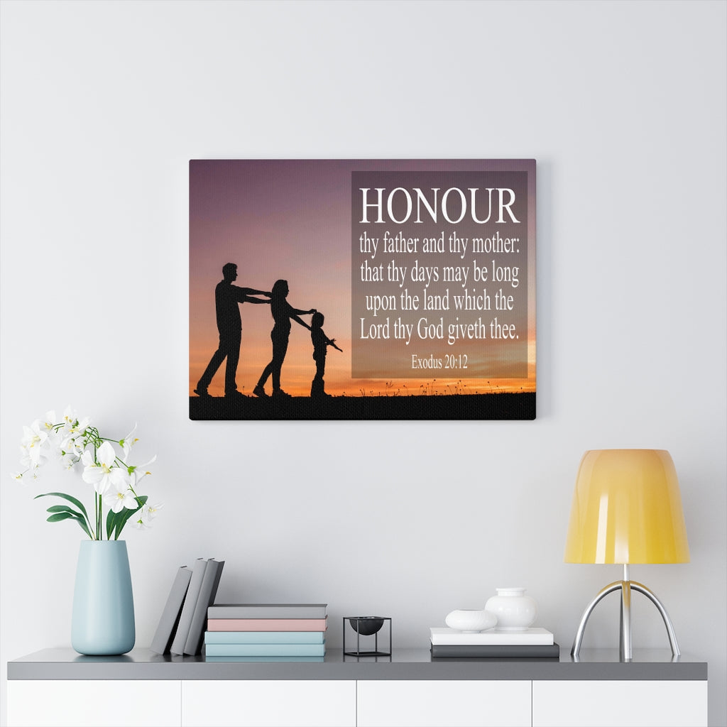 Scripture Walls Honour Thy Father and Thy Mother Exodus 20:12 Bible Verse Canvas Christian Wall Art Ready to Hang Unframed-Express Your Love Gifts