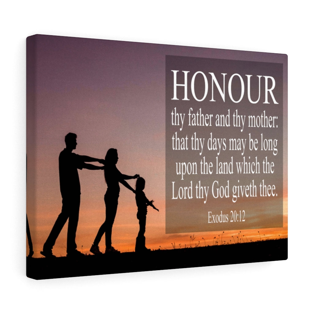 Scripture Walls Honour Thy Father and Thy Mother Exodus 20:12 Bible Verse Canvas Christian Wall Art Ready to Hang Unframed-Express Your Love Gifts