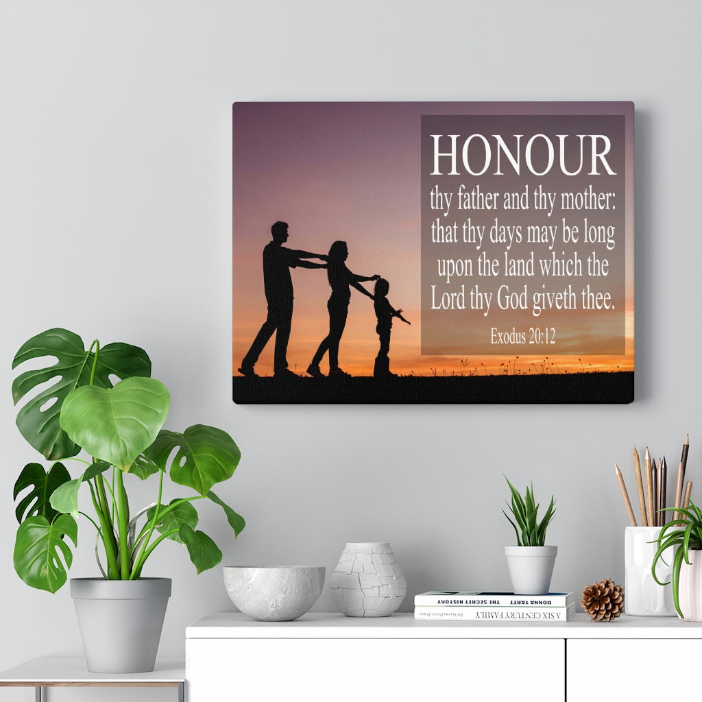 Scripture Walls Honour Thy Father and Thy Mother Exodus 20:12 Bible Verse Canvas Christian Wall Art Ready to Hang Unframed-Express Your Love Gifts